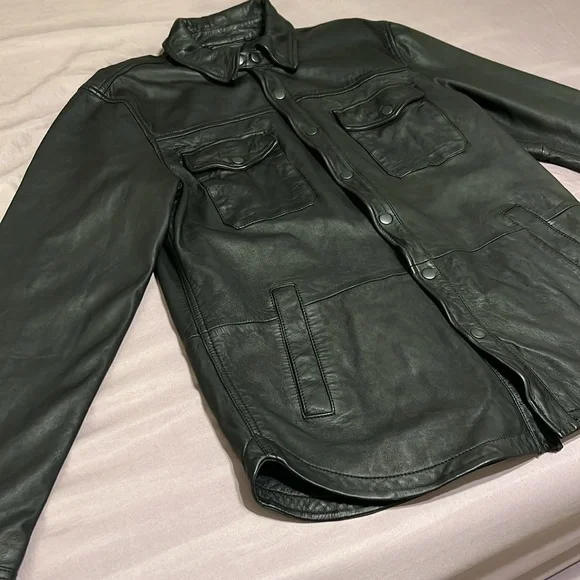 Lucky Brand Authentic Black Leather Jacket/Shacket • Women’s Sz Medium 🍀🖤 - Picture 9 of 10